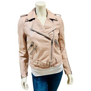 Walter Baker Allison Rose Pink Leather Moto Jacket